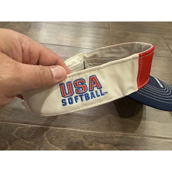 USA Softball National Championship Unisex Red Blue White Adjustable Visor Hat - Picture 6 of 8